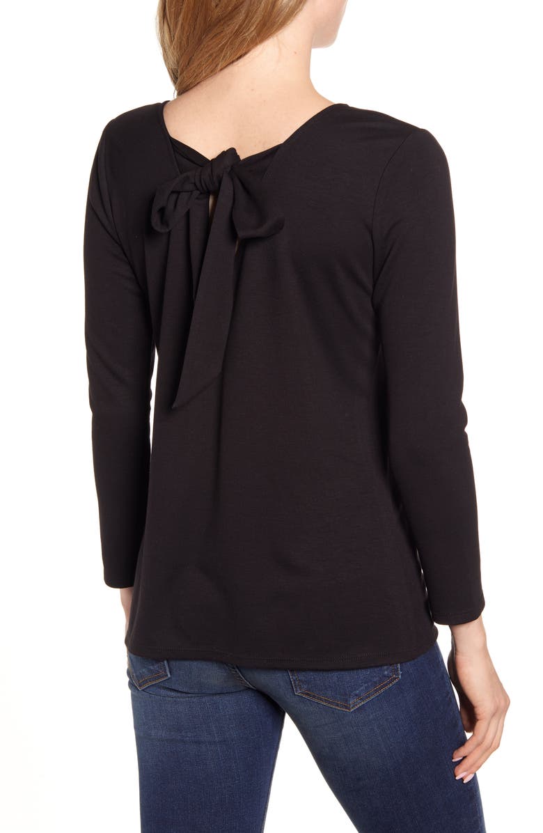 GIBSONLOOK Gibson Baby Ponte Bow Back Long Sleeve Top, Alternate, color, 