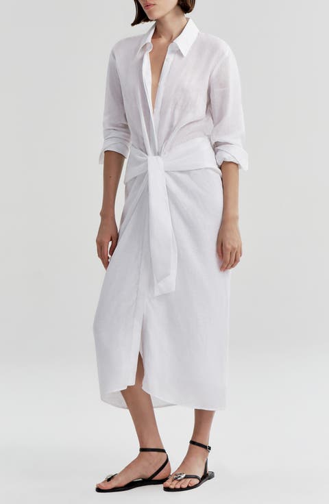 Mila Tie Waist Long Sleeve Maxi Shirtdress