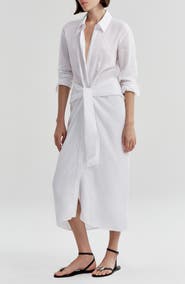A.L.C. Mila Tie Waist Long Sleeve Maxi Shirtdress
