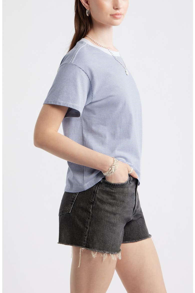 Favorite Cotton T-Shirt, Alternate, color, BLUE TONAL MICRO STRIPE