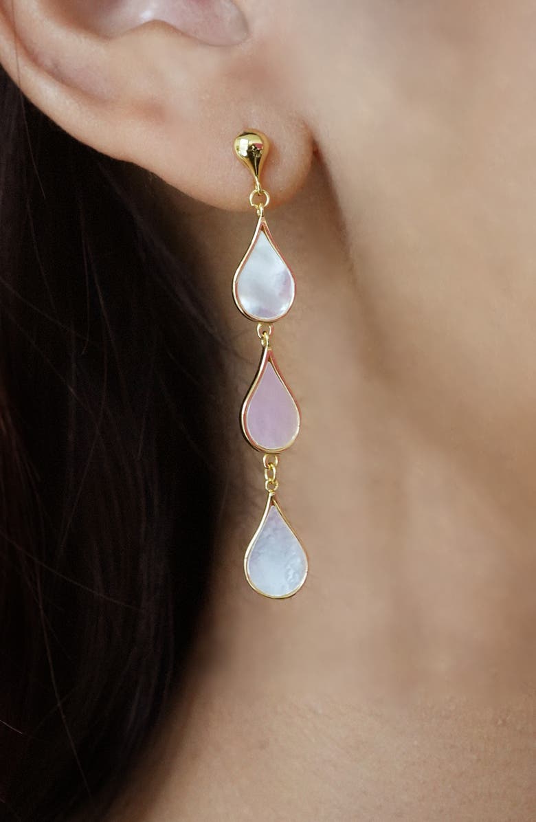 Argento Vivo Sterling Silver Triple Mother-of-Pearl Teardrop Earrings, Alternate, color, Gold