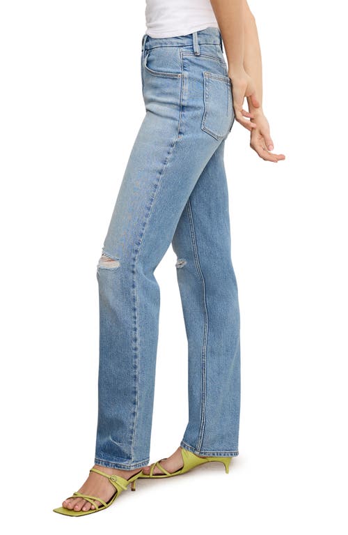 Good American Good Icon Ripped High Waist Straight Leg Jeans In Indigo870