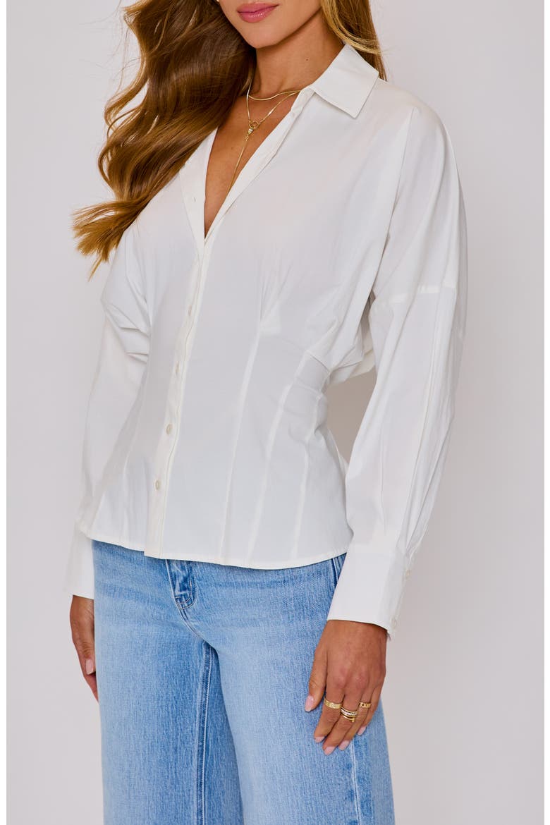 Presley Cotton O-Ring Accent Belted Button-Up Shirt, Alternate, color, WHITE