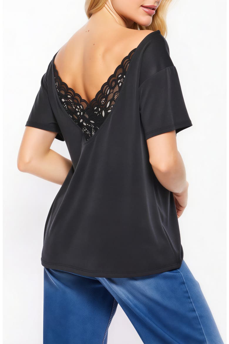 Reversible Lace V-Neck T-Shirt, Alternate, color, BLACK
