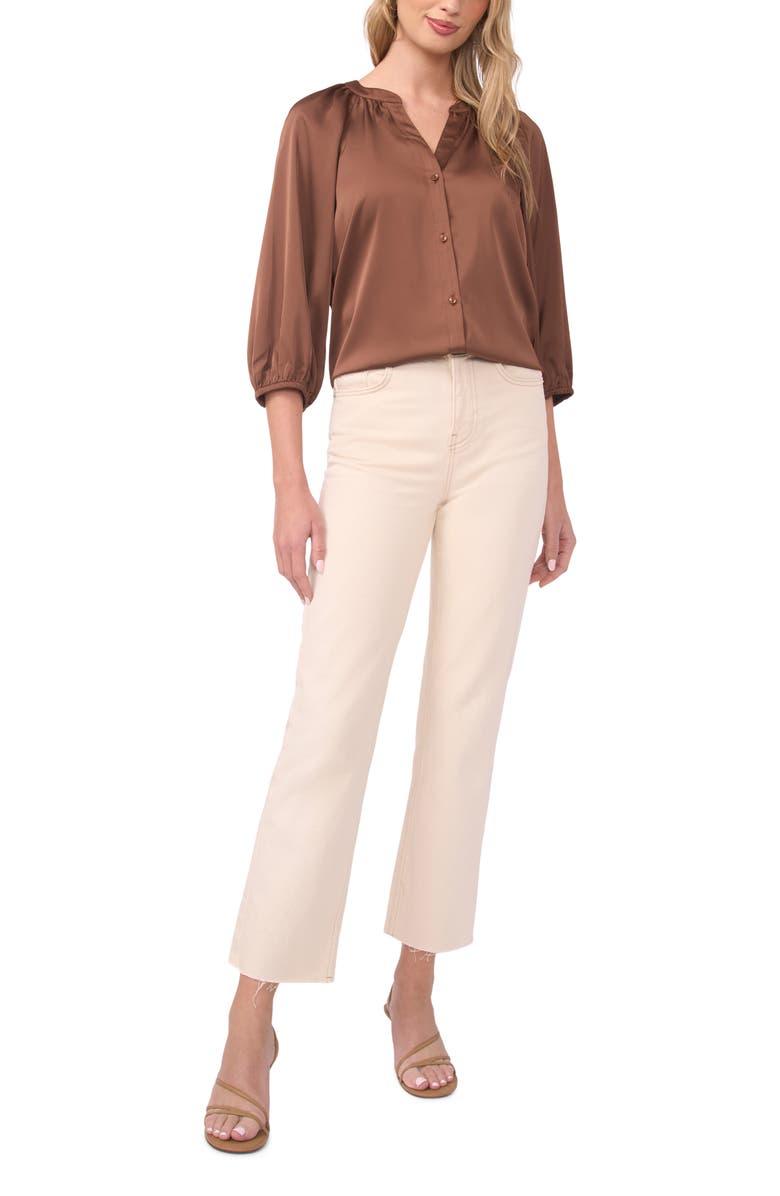 Vince Camuto Raglan Sleeve Satin Top, Alternate, color, Cocoa