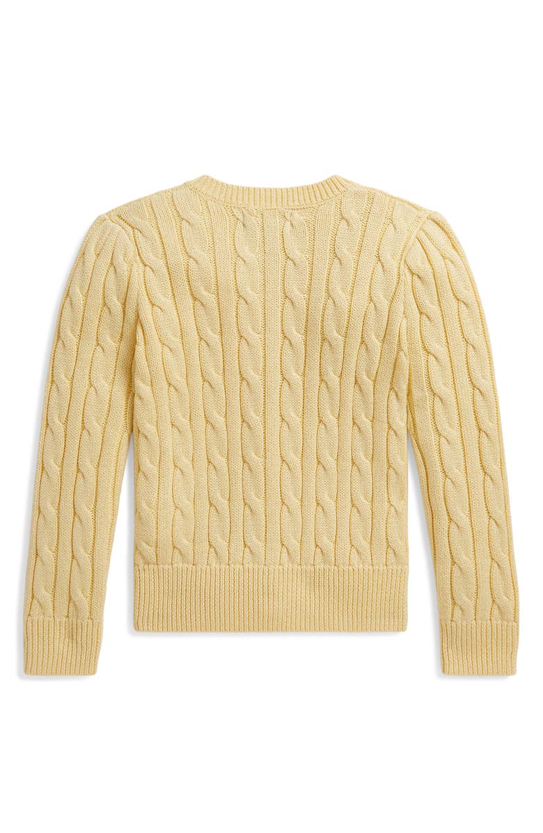 Polo Ralph Lauren Kids' Mini Cable Knit Cotton Cardigan, Alternate, color, T-Bird Yellow W/ Metallic