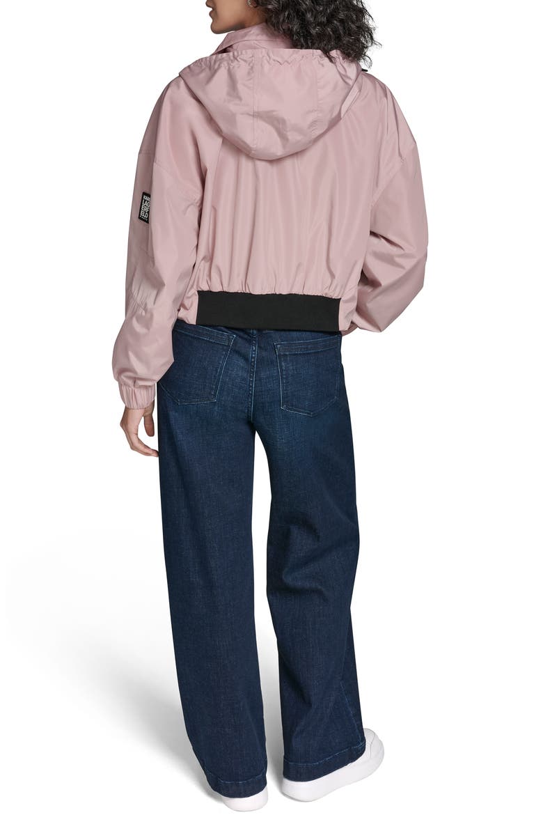 Short Hooded Logo Rain Jacket, Alternate, color, BLUSH