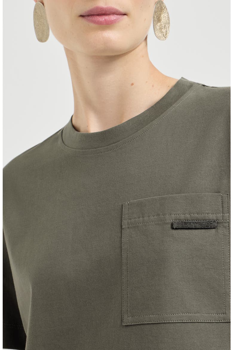 Cotton jersey T-shirt with shiny tab, Alternate, color, Origano