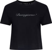 LIONESS Ciao Crop Cotton Blend Graphic T-Shirt