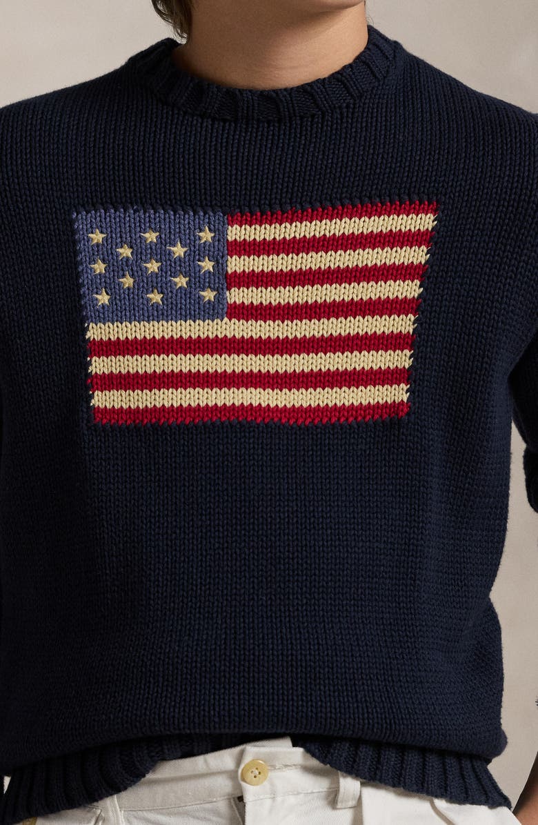 Polo Ralph Lauren Kids' American Flag Cotton Crewneck Sweater, Alternate, color, 