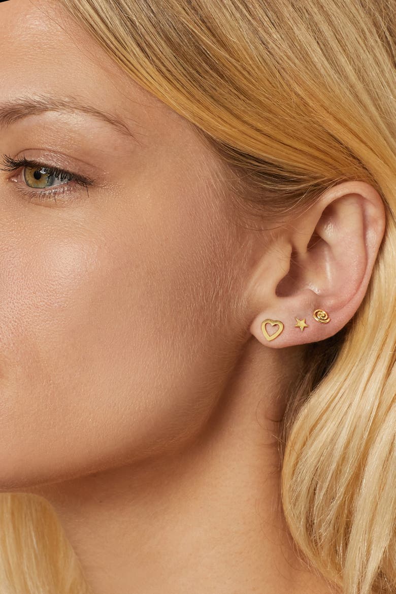 14K Yellow Gold Da Vinci Round Studs, Alternate, color, Yellow Gold