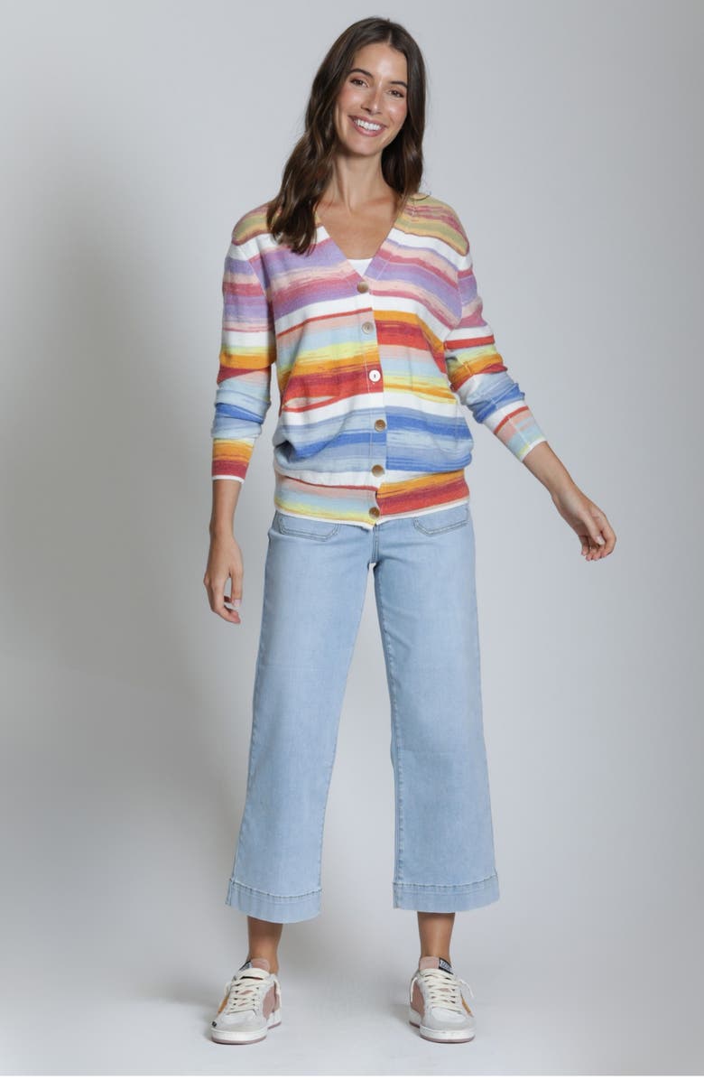 APNY Space Dye Stripe Cardigan, Alternate, color, Blue Terracotta Multi