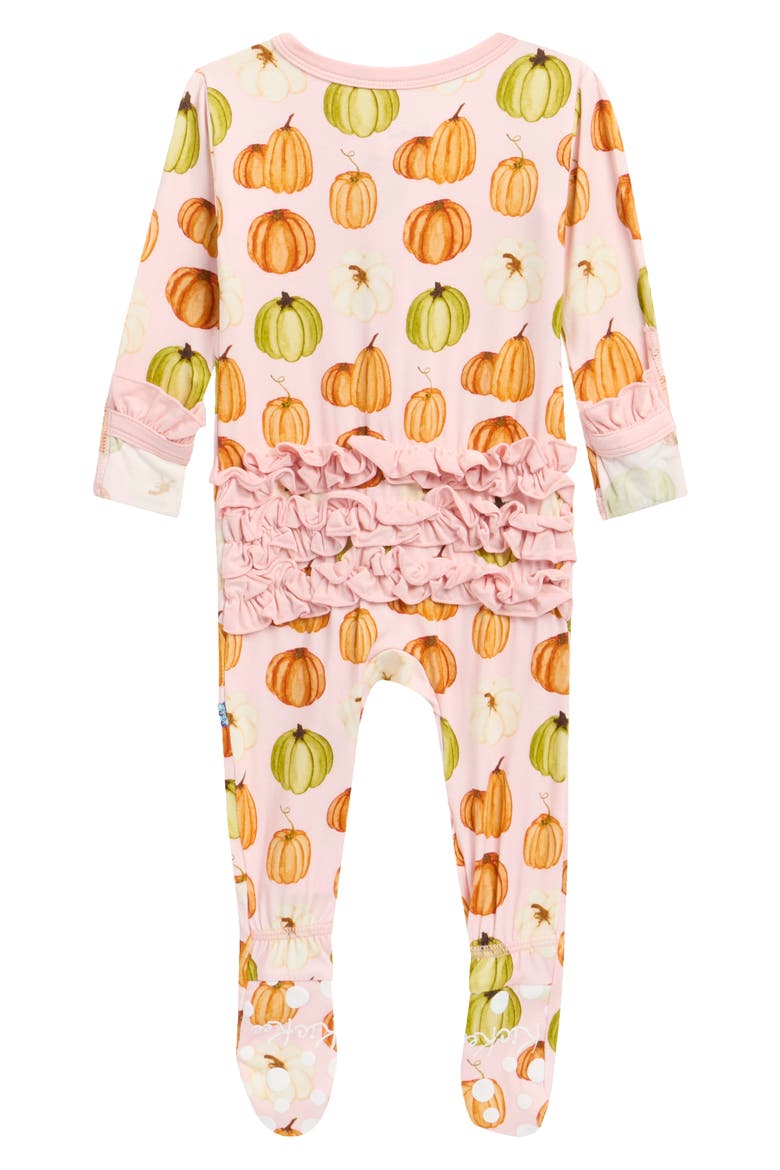 Kids' Ruffle Zip Footie, Alternate, color, BABY ROSE PUMPKIN PATCH