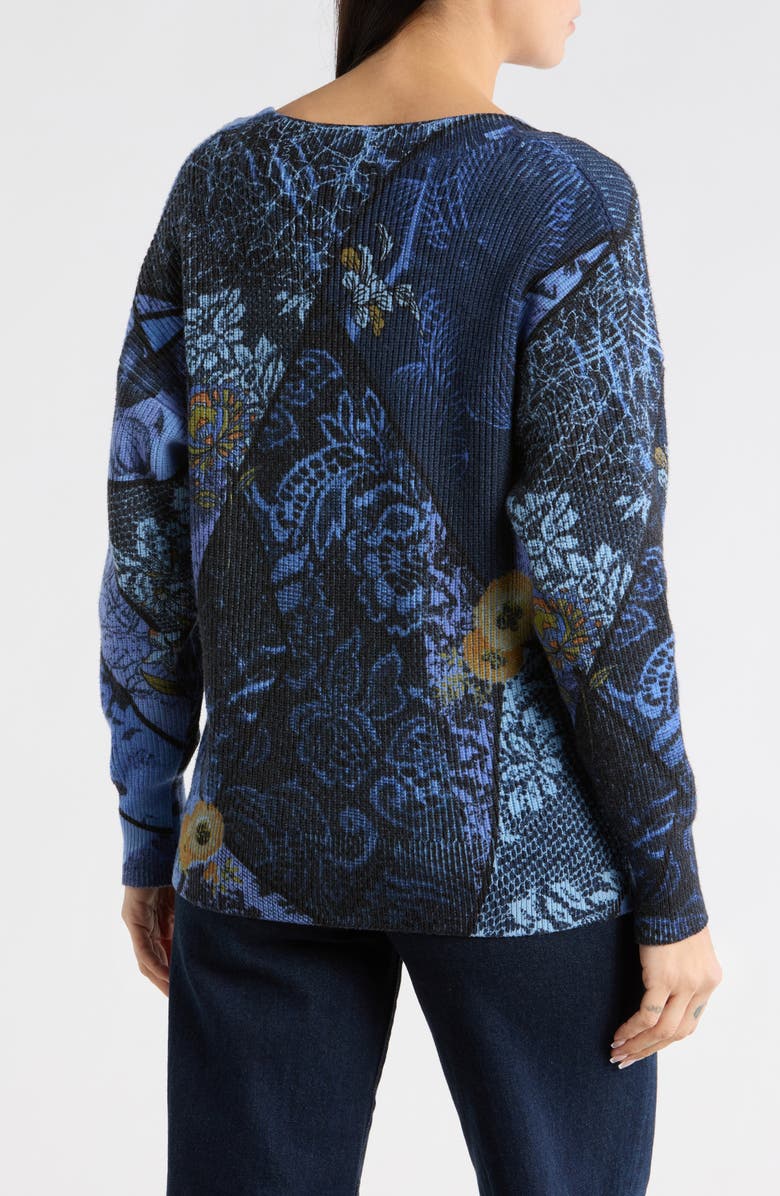 Desigual Floral Ribbed Pullover Sweater, Alternate, color, Blue
