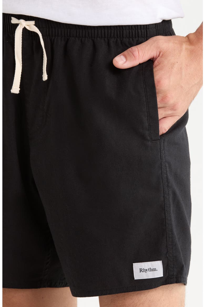Classic Linen & Cotton Jam Drawstring Shorts, Alternate, color, VINTAGE BLACK