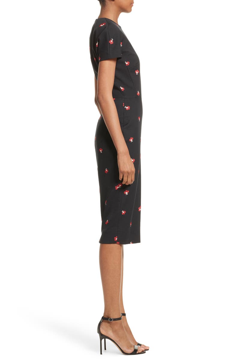 Victoria Beckham Flower Print Pencil Dress, Alternate, color, 
