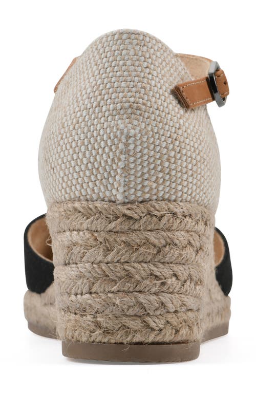 White Mountain Footwear Maintain Espadrille Wedge Sandal In Black Fabric