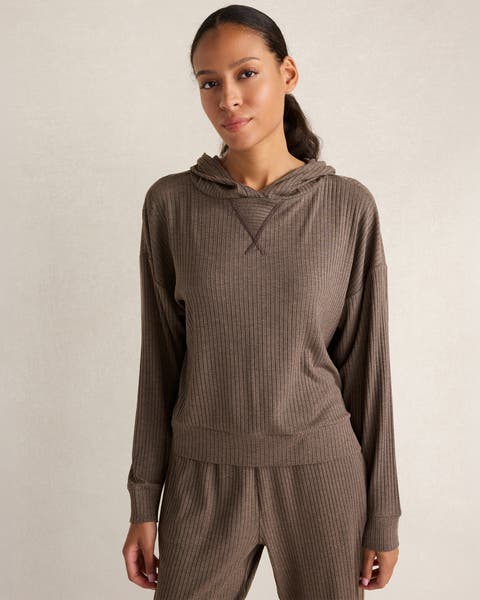 Drapey Rib Knit Hoodie