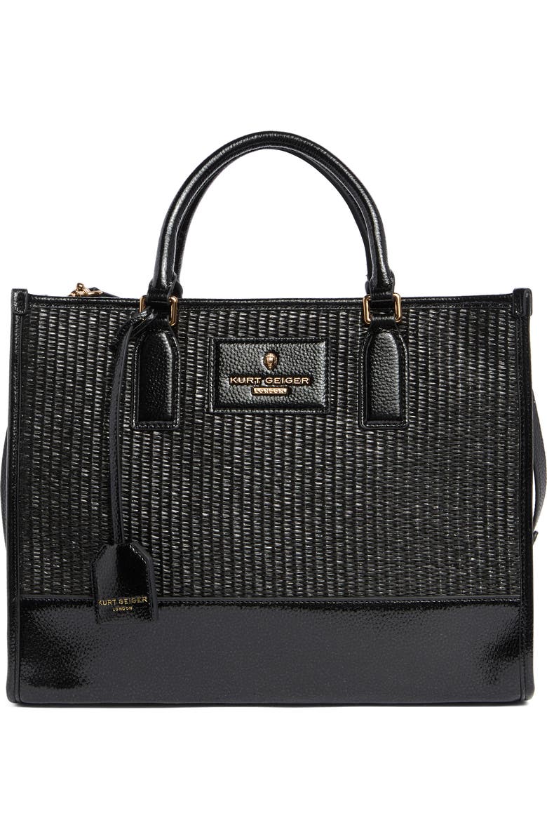 Kurt Geiger London Chiswick Raffia Tote, Main, color, Black