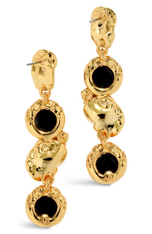 Alexis Bittar Brut Black Onyx Coin Linear Drop Earrings In Black/gold