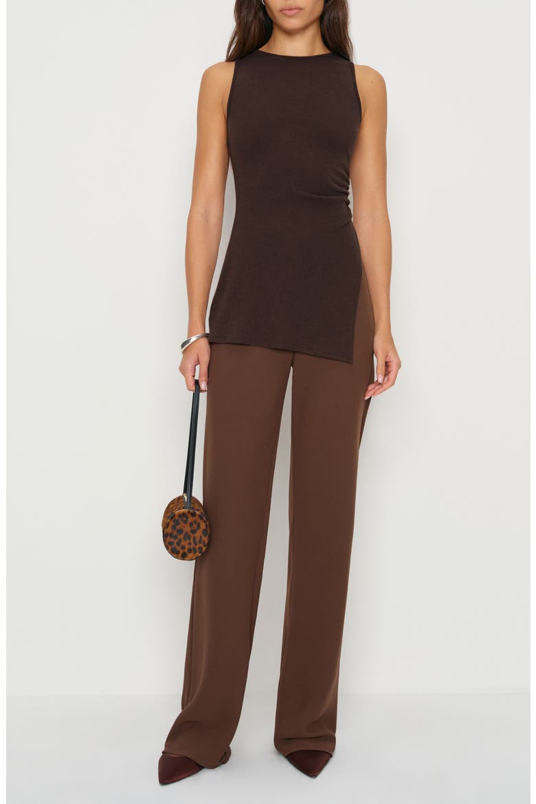 Gale Bias Cut High Waist Pants, Alternate, color, CAFE