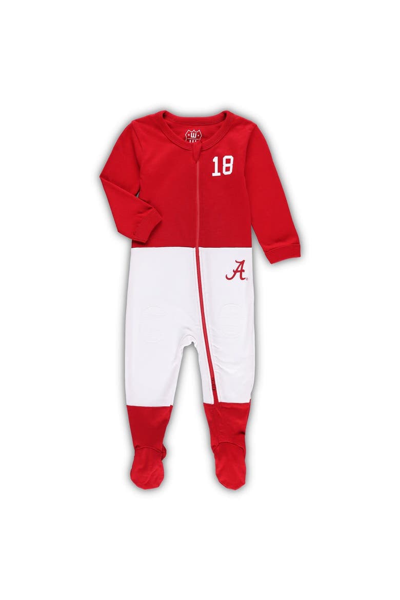Infant Wes & Willy Crimson Alabama Crimson Tide Football Uniform Full-Zip Footed Jumper, Alternate, color, Crimson