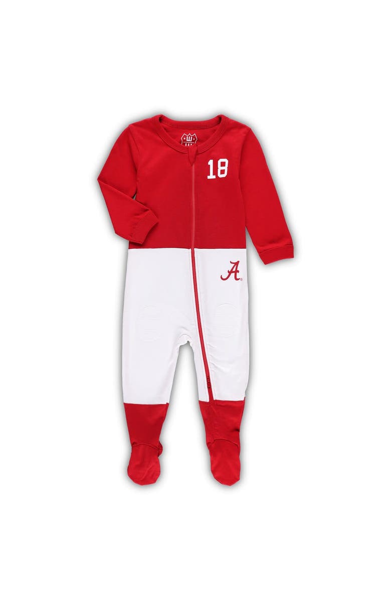 Wes & Willy Infant Wes & Willy Crimson Alabama Crimson Tide Football Uniform Full-Zip Footed Jumper, Alternate, color, Crimson