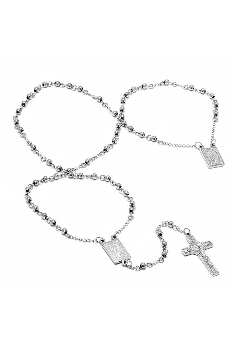 Religious Rosary Necklace, Main, color, METALLIC