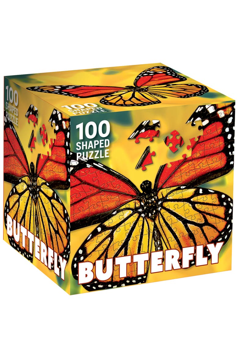 Butterfly 100 Piece Shaped Puzzle, Main, color, Multicolor