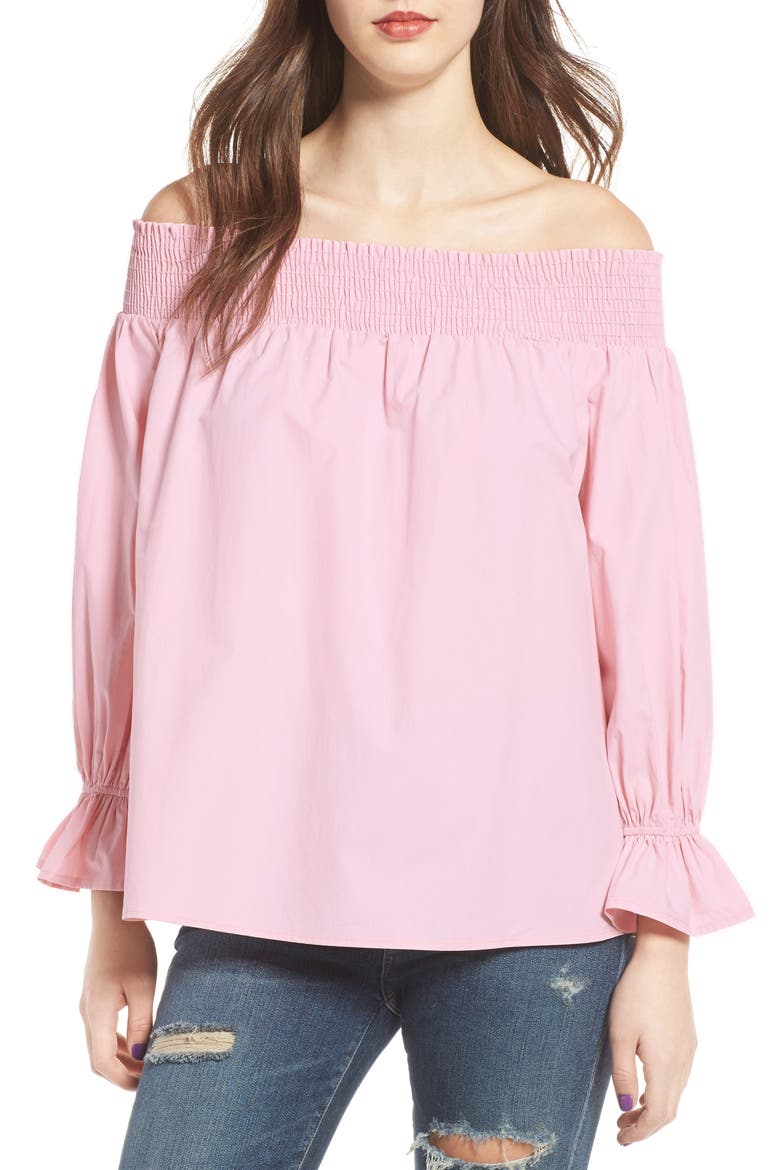 Bow Off-the-Shoulder Top, Main, color, BLUSH