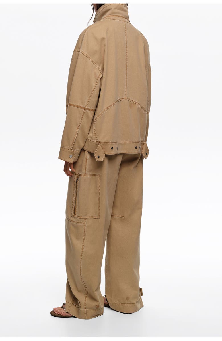 Bimba y Lola Cotton Adjustable Barrel Trousers, Alternate, color, Camel