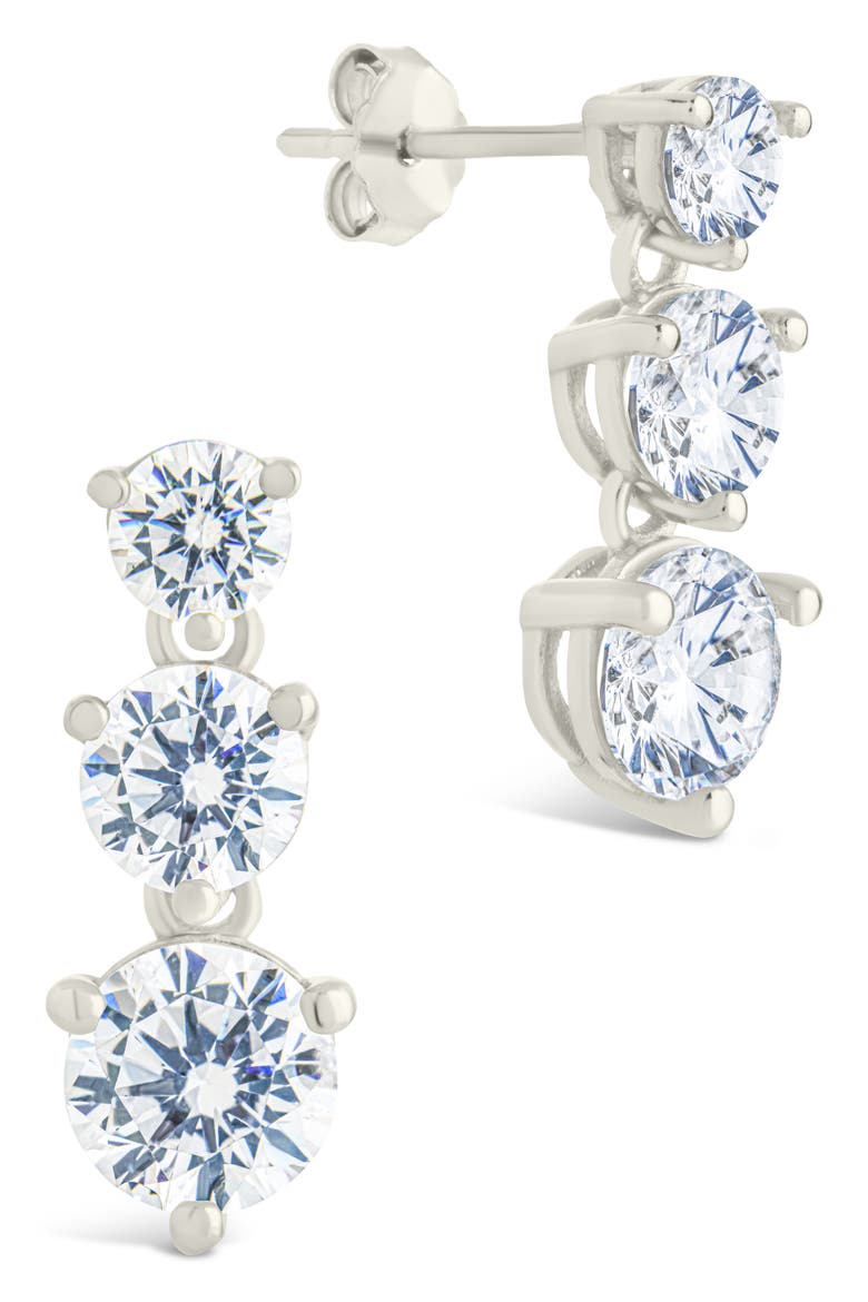 Brilliant Cubic Zirconia Drop Earrings, Main, color, SILVER