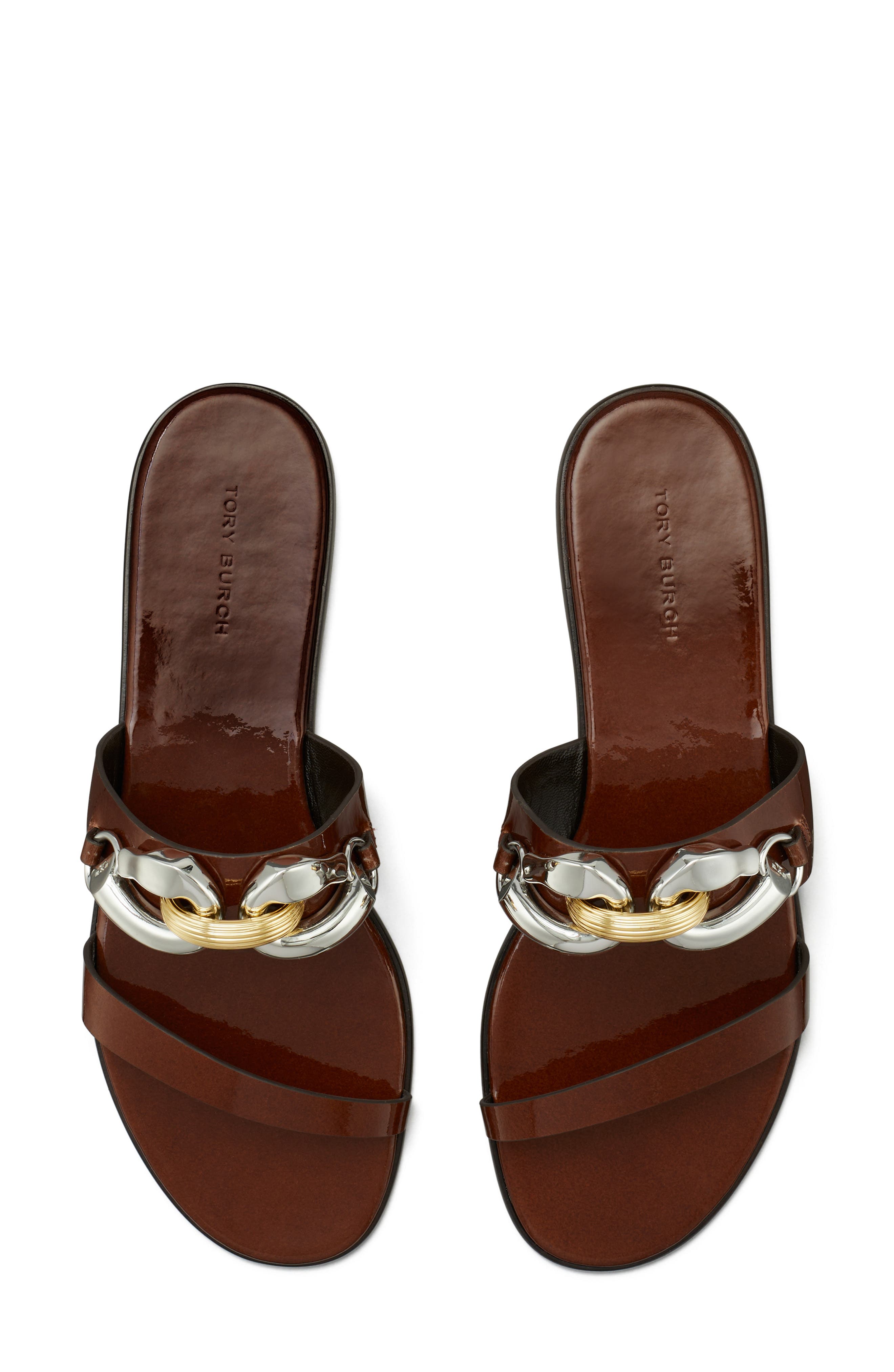 Tory Burch Jessa Two Band Slide Sandal, Alternate, color, Russet Brown