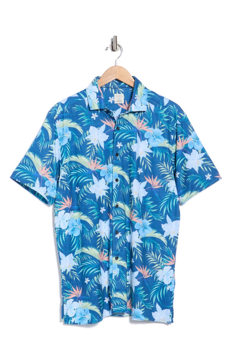 CONSTRUCT Slim Fit Performance Short Sleeve Button-Up Shirt, Alternate, color, Navy