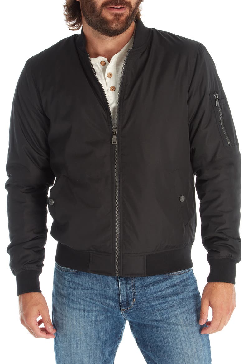 Zip Up Bomber Jacket, Alternate, color, BLACK