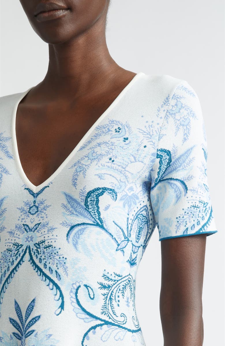 Etro Paisley Double Knit Jacquard Sweater Dress, Alternate, color, Sugar Paper Blue