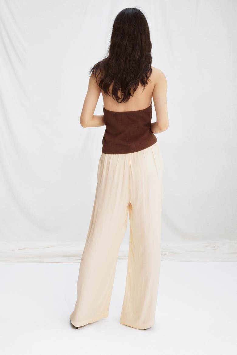 Wrap-detail Satin Trousers, Alternate, color, Cream
