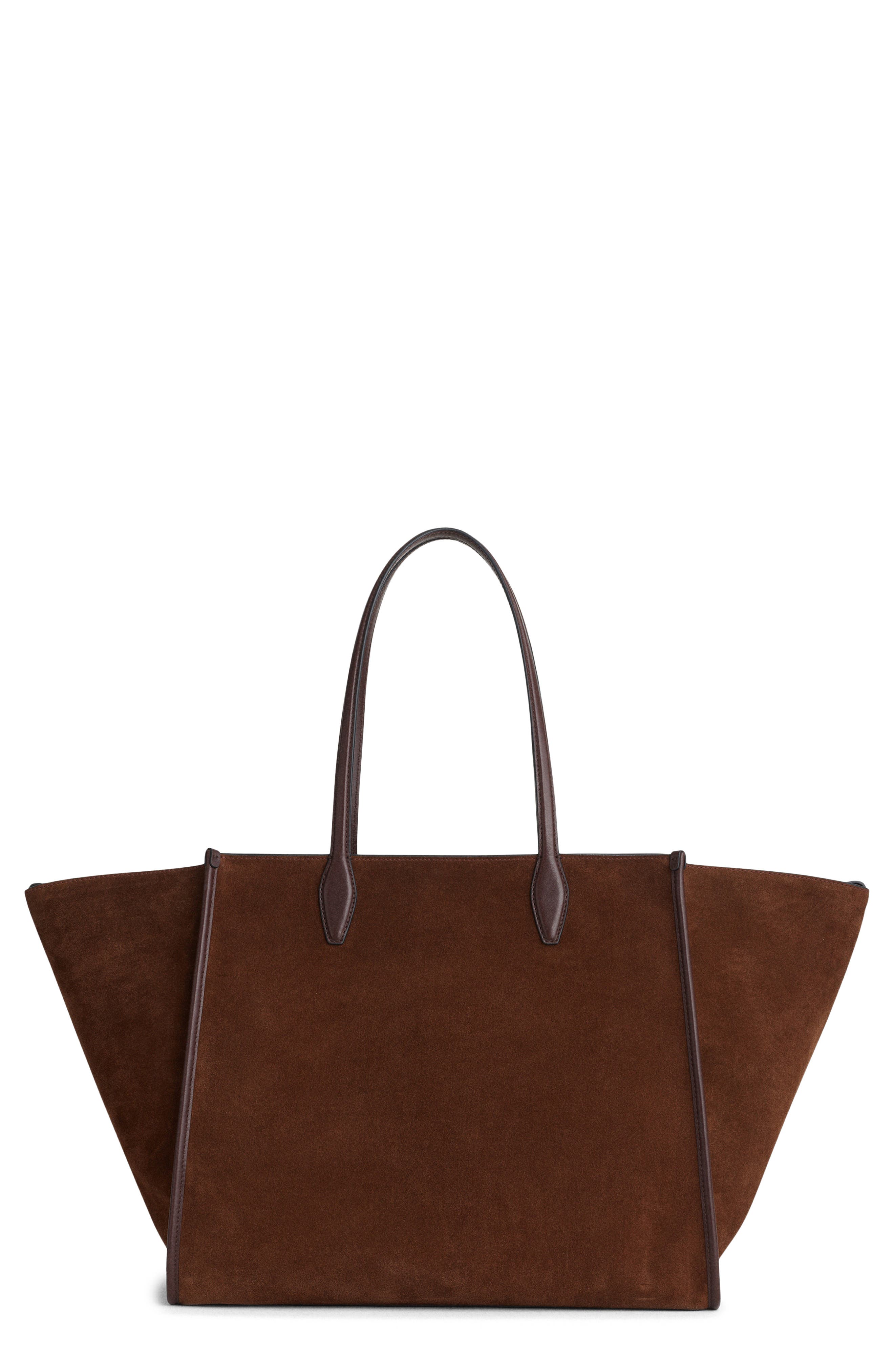 The Lexington Overnighter Suede Zip Tote, Main, color, RICH BROWN MULTI