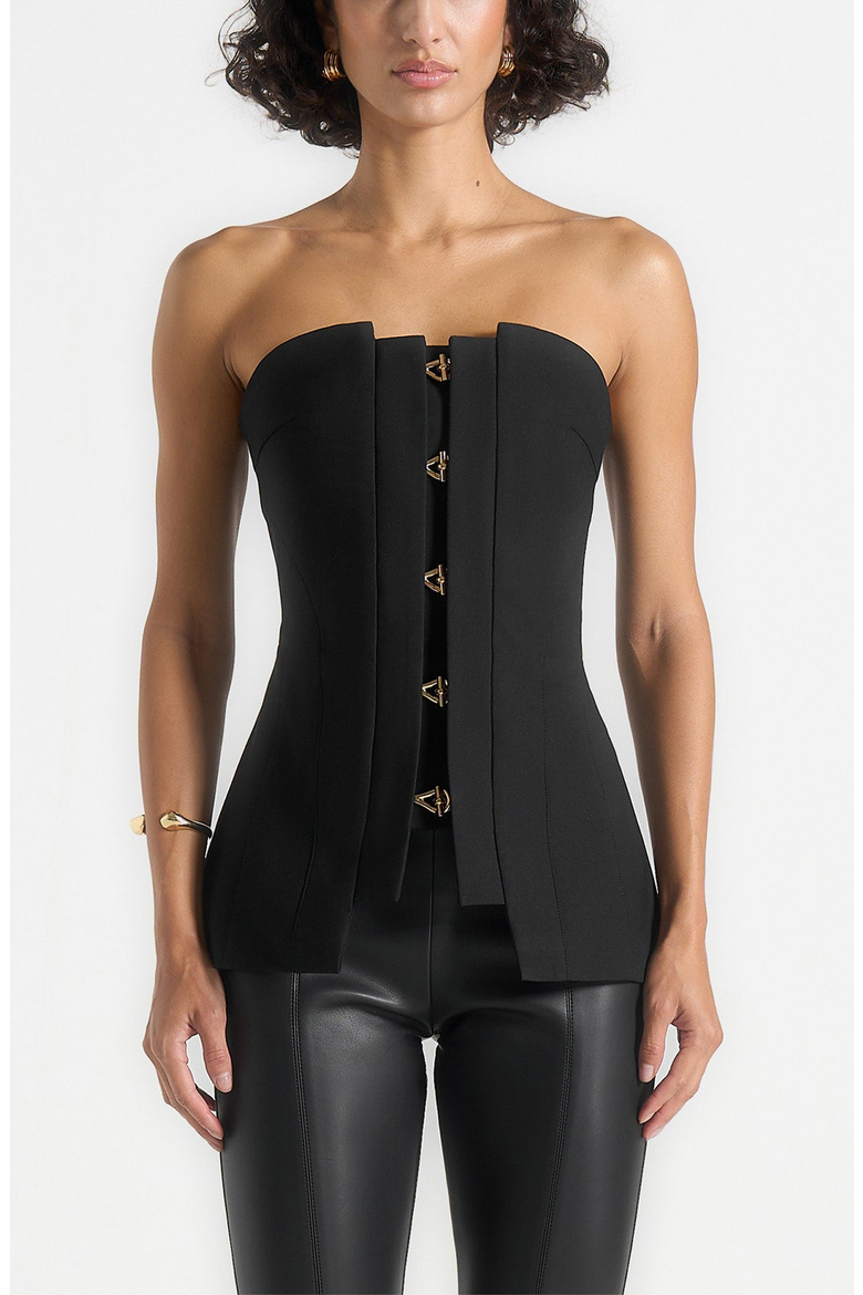 Viviane Clasp Detail Bandeau Top, Alternate, color, Black