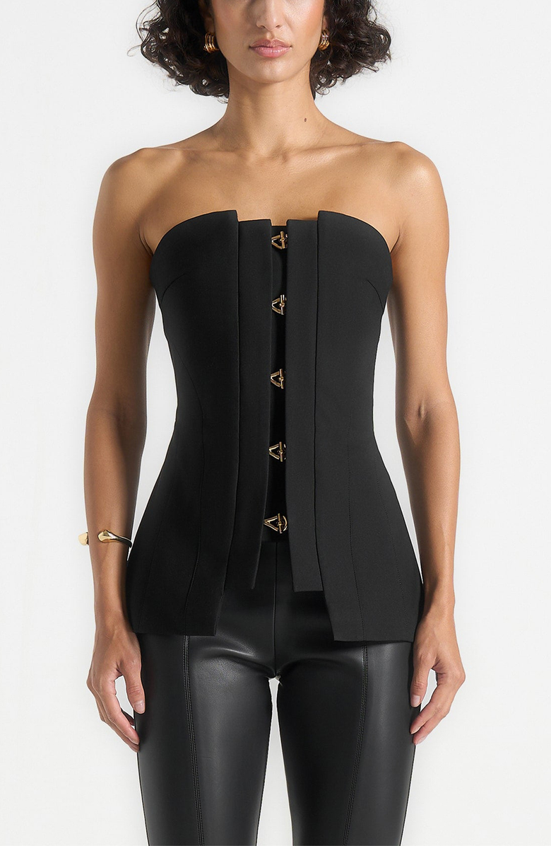 Manière De Voir Viviane Clasp Detail Bandeau Top, Alternate, color, Black