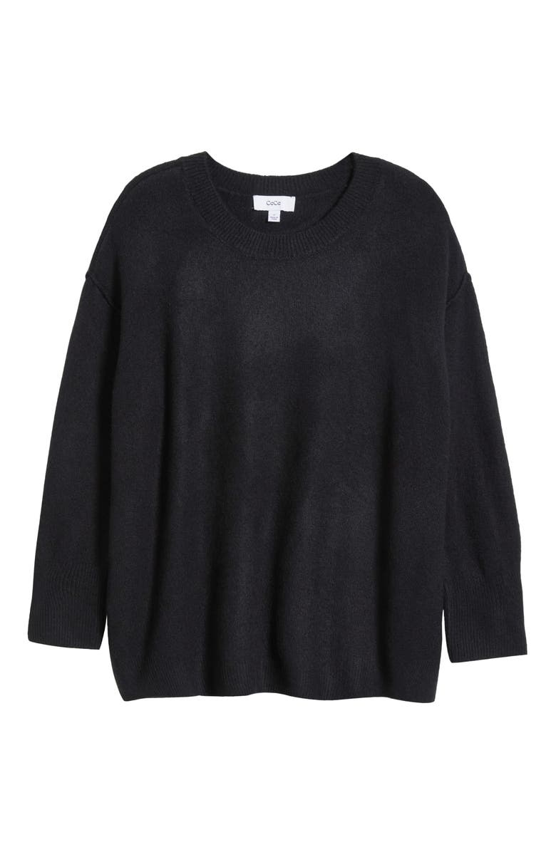CeCe Elbow Heart Detail Crewneck Sweater, Alternate, color, Rich Black