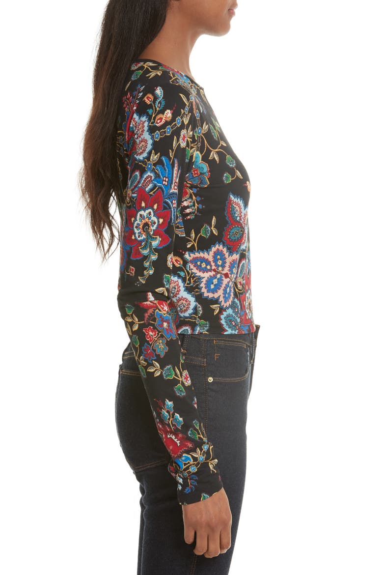 Delaina Floral Crop Top, Alternate, color, GLORIA TAPESTRY-BLACK