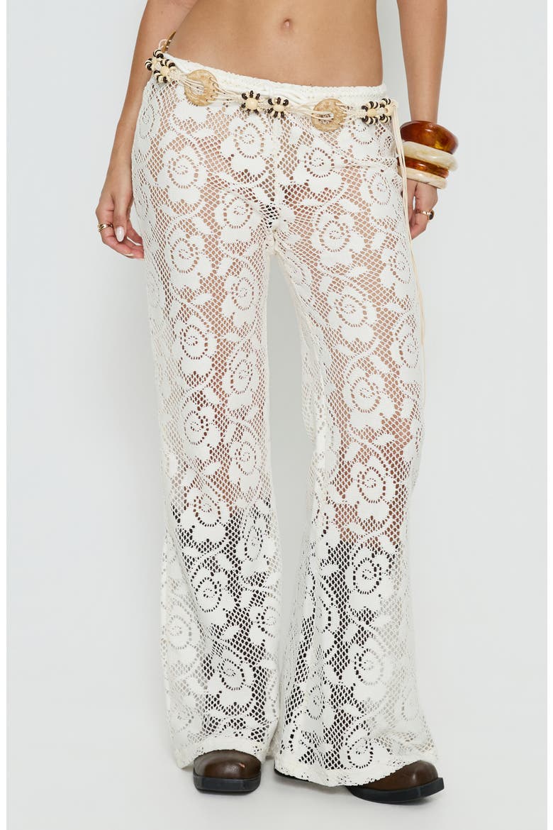 Rosadonna Lace Flared Pants, Main, color, CREAM
