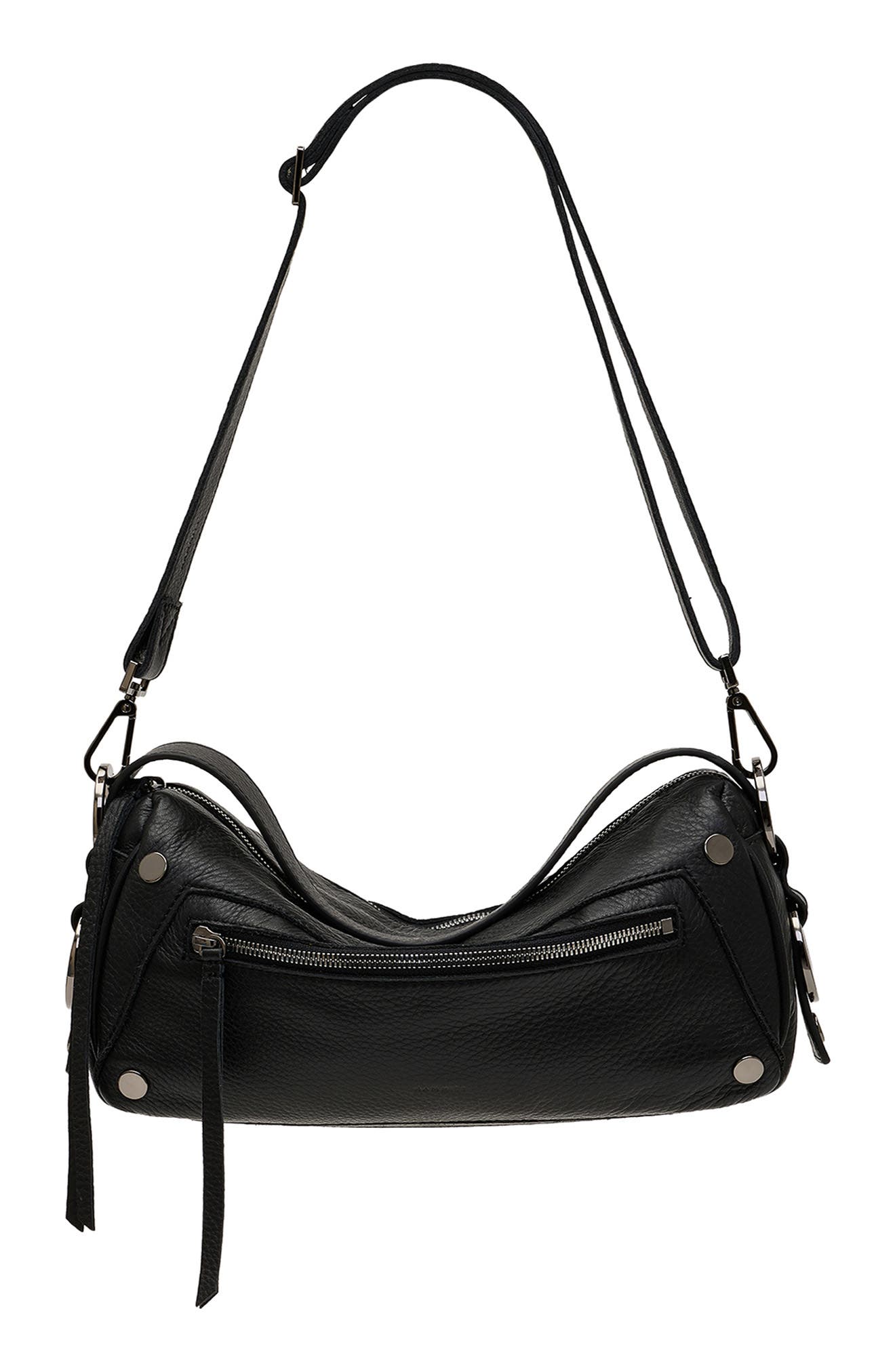 Doxie Medium Leather Shoulder Bag, Alternate, color, BLACK/GUNMETAL