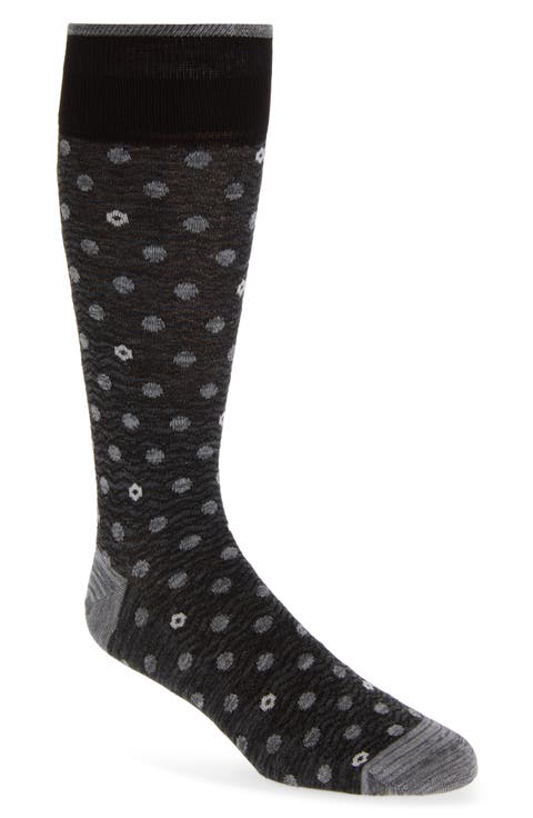 Space Dye Dot Cotton Blend Dress Socks