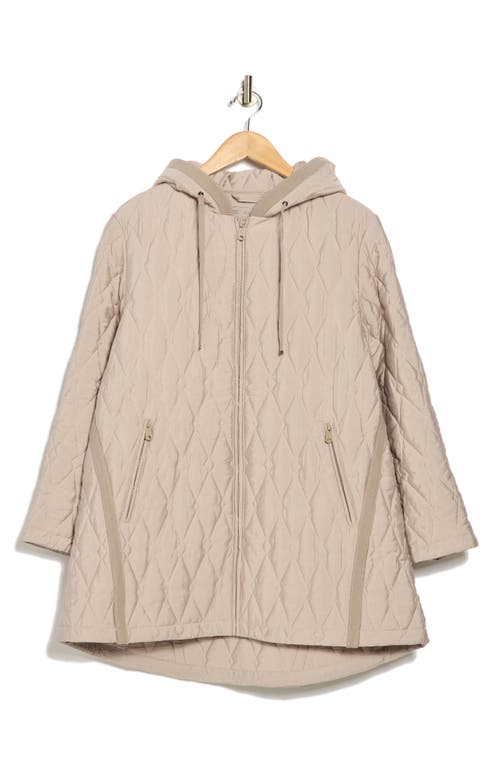 Bernardo Midlength Diamond Quilted Jacket In Gray