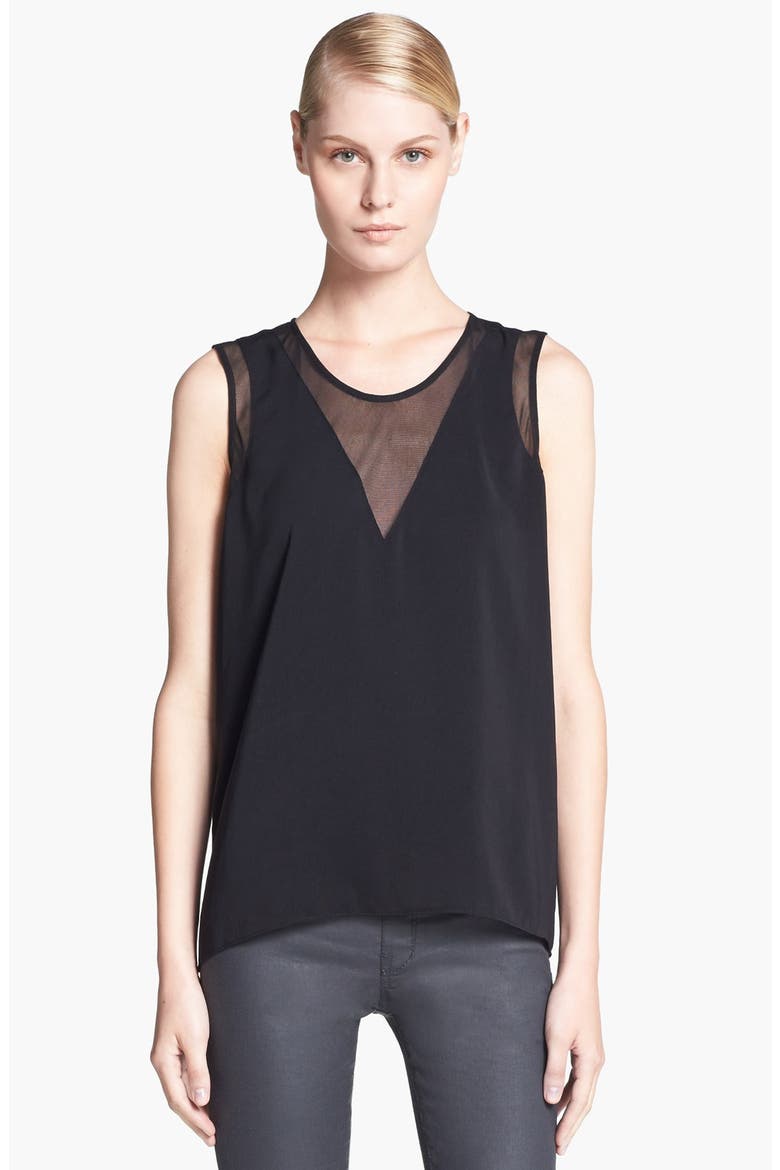 HELMUT Helmut Lang 'Nexa' Mesh Inset Top, Main, color, BLACK