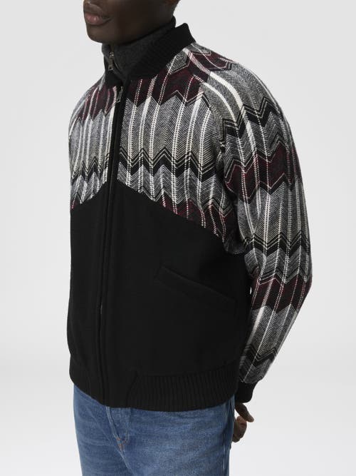 Missoni Bomber With Zigzag Insert In Wool Blend In Black
