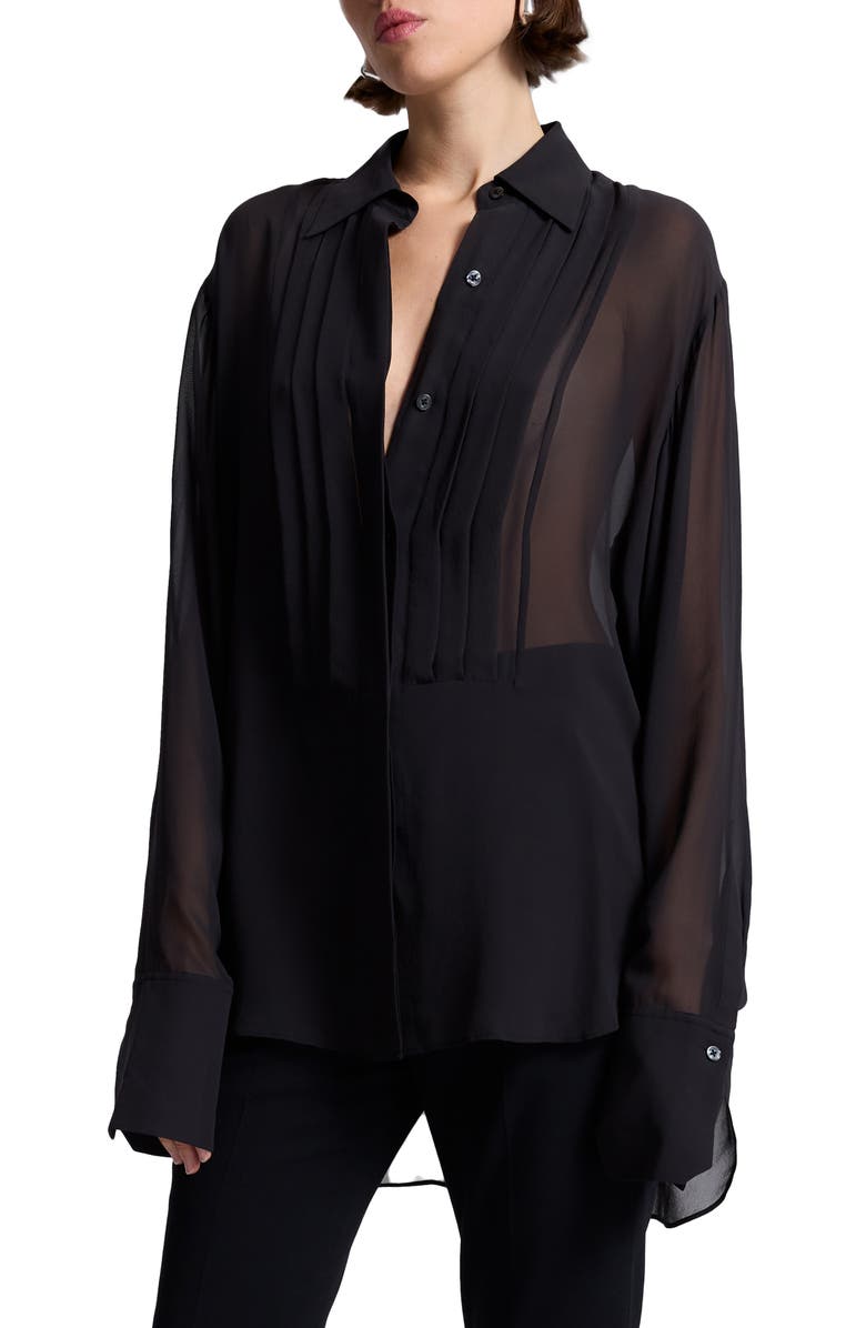A.L.C. Camden Pleated Silk Shirt, Main, color,