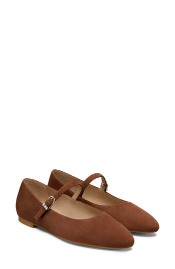 Stuart Weitzman Analeise Mary Jane Flat In Brown